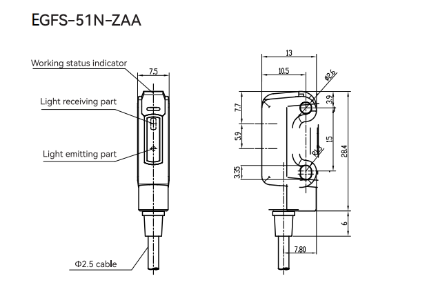 Размеры фотоэлектрических датчиков серии GFS