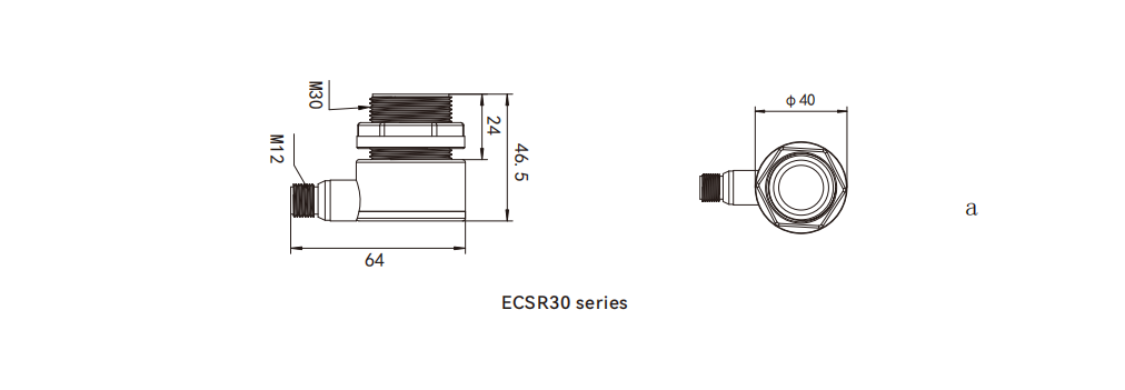 Dimensions of industrial ultrasonic sensor CSR30 series