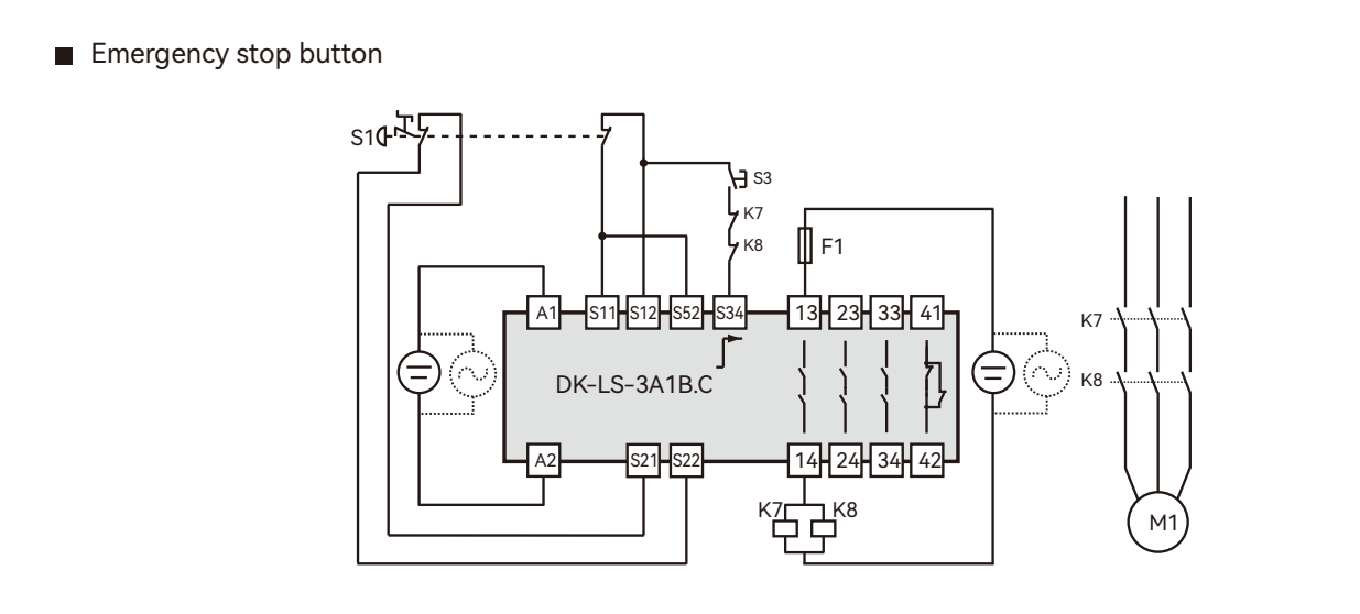 Wiring diagram of DADISICK's DK-LS-3A1B.C Safety Relay