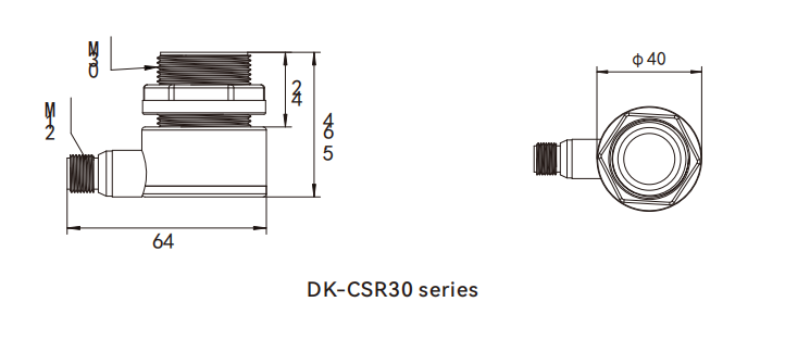 Dimensions of sonic ultrasonic CSR30 series