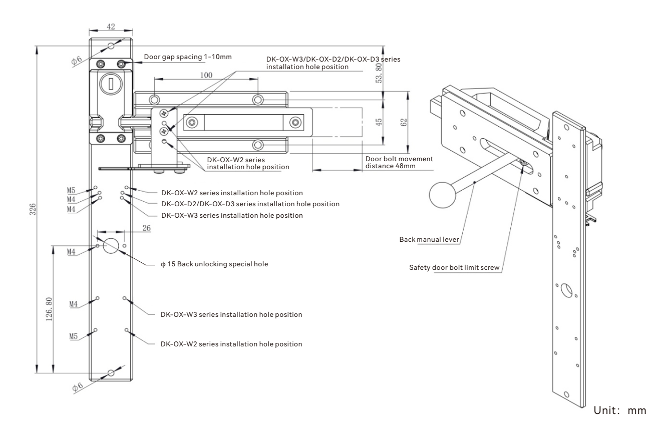 Safety door switch installation dimensions