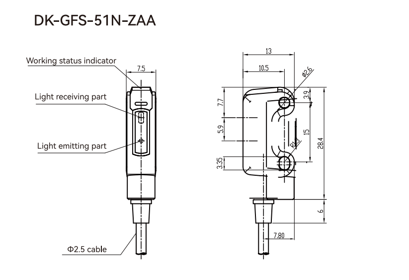 Photoelectric Sensors GFS Series Dimensions