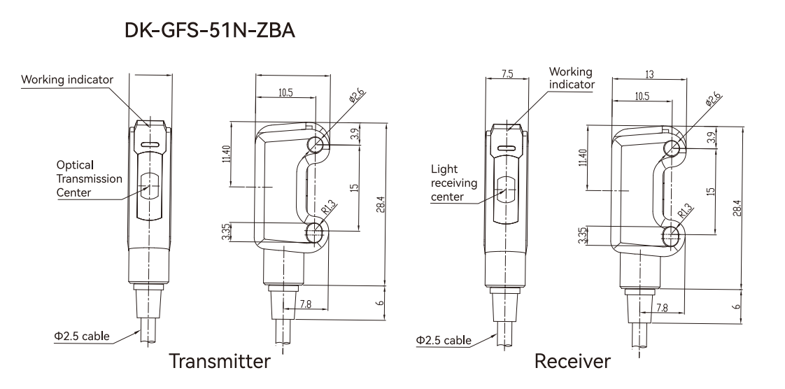 Photoelectric Sensors GFS Series Dimensions