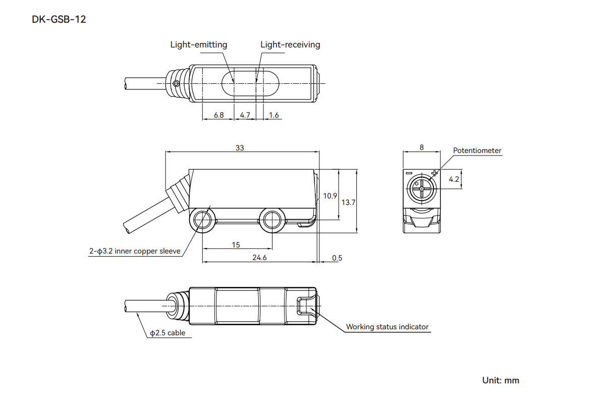 Background Suppression Photoelectric Sensor GSB Series Dimensions