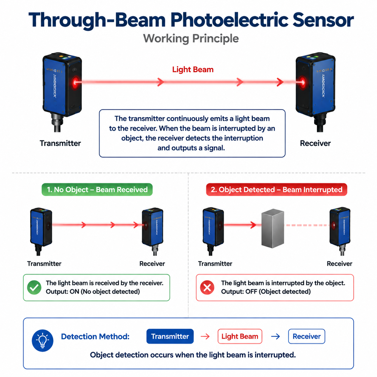 Through-Beam Photoelectric Sensor Working Principle