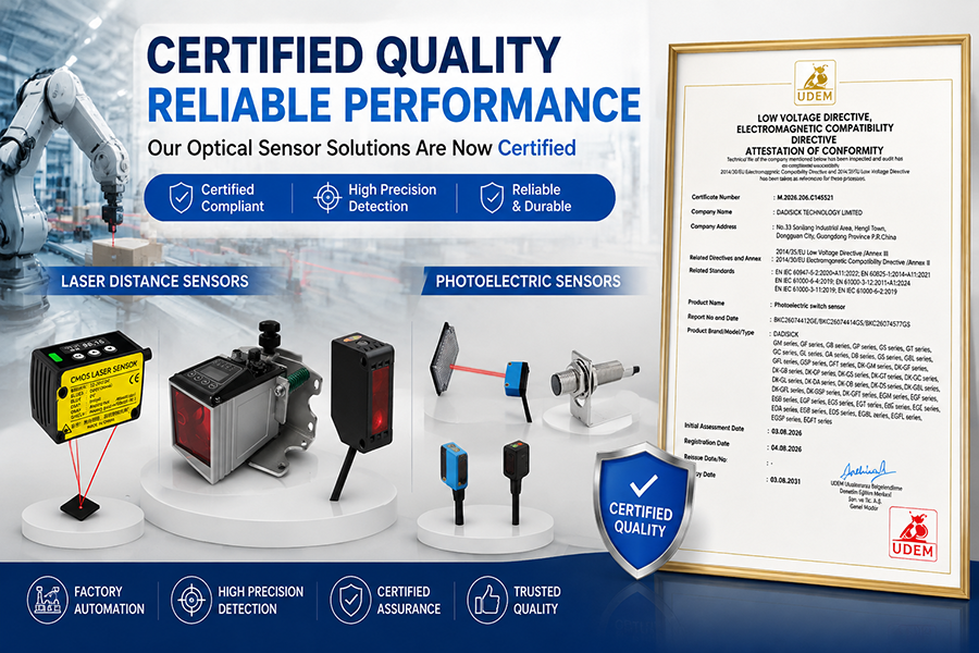 DADISICK Optical Sensors Achieve EU Compliance Certification for Enhanced Industrial Reliability