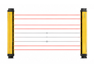 Fixed blanking example: beams 10 to 12 are blanked to accommodate a fixed obstruction while all other beams remain active