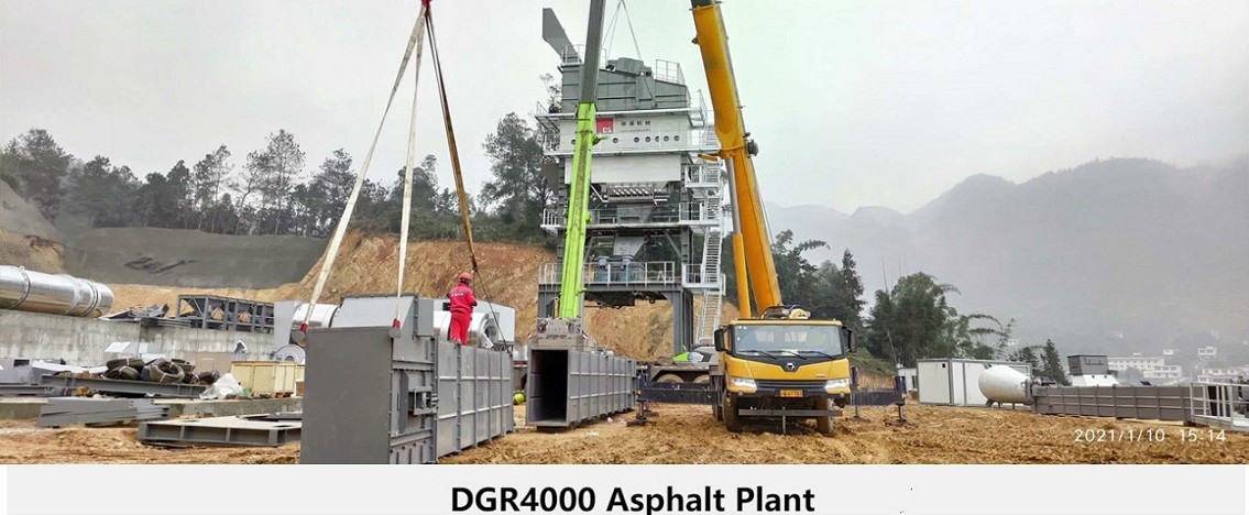 Instalación de la planta mezcladora de asfalto DGR4000 en la ciudad de Yibin, provincia de Sichuan