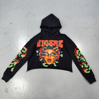 wholesale custom mens cropped hoodie with digital printing | custom clothing manufacturer china