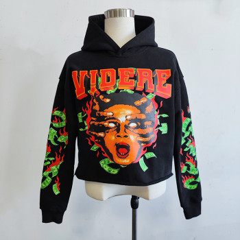 wholesale custom mens cropped hoodie with digital printing | custom clothing manufacturer china