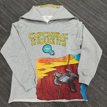 custom mens cropped hoodie with digital printing |mens grey hoodie OEM supplier