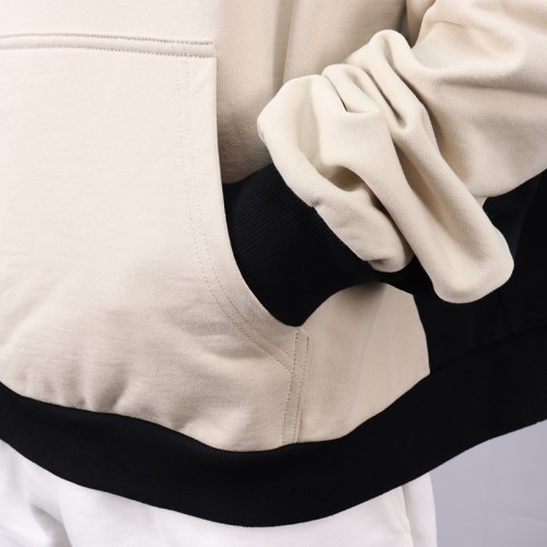 benutzerdefinierter beige-weißer Kapuzenpullover für Herren mit Siebdruckhersteller | Hersteller von Herrenbekleidung