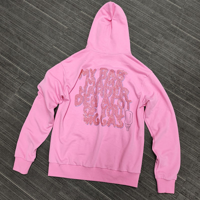 custom pink hoodie men with rheinstone red hoodie mens manufactuer | men's clothing wholesalers