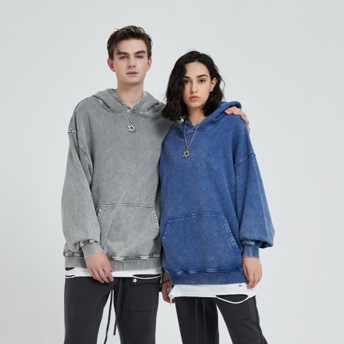 custom blue tracksuit mens with stone wash factory  | hip hop clothing manufacturers