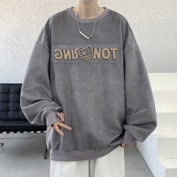 wholesale custom mens grey sweatshirt with silicone printing vendor | men's clothing manufacturers