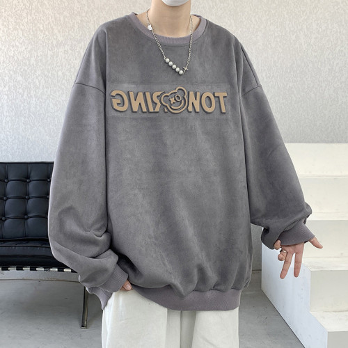 Großhandelsanbieter für maßgeschneiderte graue Herren-Sweatshirts mit Silikondruck | Hersteller von Herrenbekleidung
