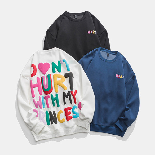 wholesale custom mens crewneck sweatshirts with puff printing vendor | men's clothing wholesalers