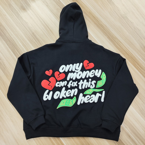 custom mens fleece sweatshirt with puff printing manufacturer | hip hop clothing manufacturers