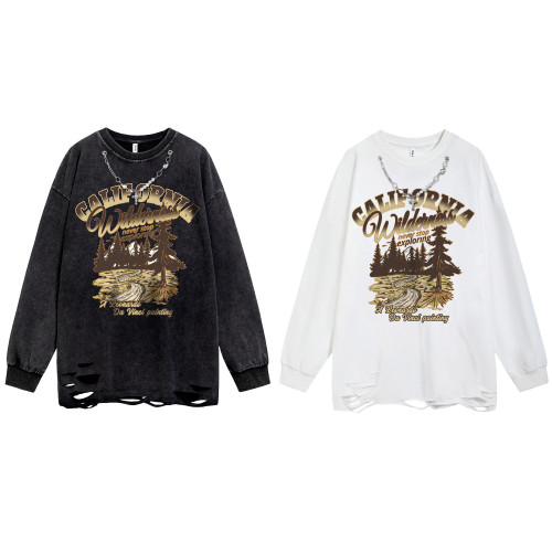 wholesale oversized sweatshirt men with stone wash supplier | clothing factory in china