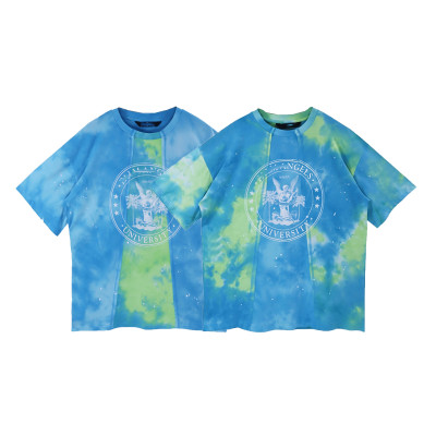 custom mens v neck t shirts with tie-dye supplier | clothing factory in china