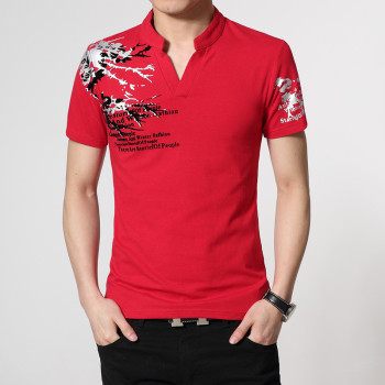 wholesale custom men's slim fit t shirts with flocking vendor | clothes factory in china