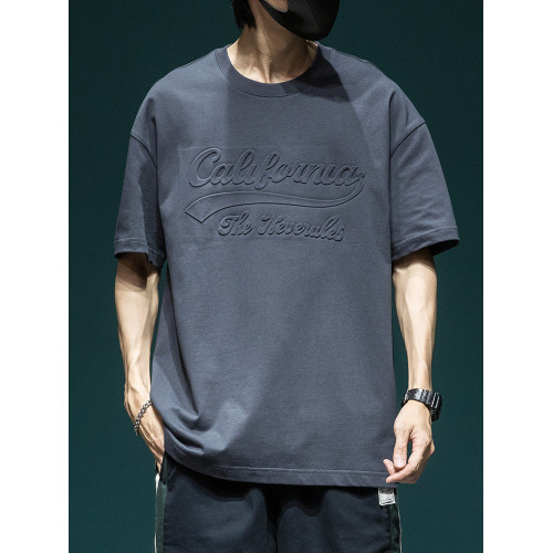 wholesale light blue t shirt mens with embossing factory | t shirt manufacturers