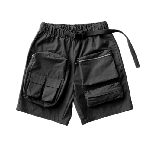 Schwarze Herren-Cargoshorts mit mehreren Taschen | Lieferant von Herrenshorts. Unterstützt OEM und ODM