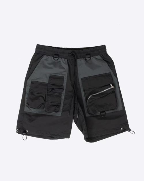 wholesale custom mens grey shorts with multi-pocket vendor | hip hop clothing manufacturers