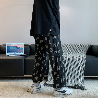 wholesale custom black pants mens with puff printing supplier  | men's wardrobe vendor