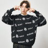 wholesale custom men black sweater with white letters vendor | hip hop clothing manufacturers