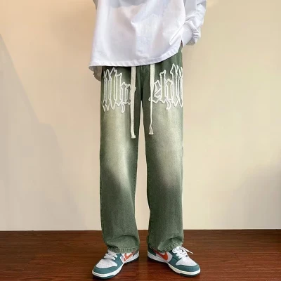Großhandel maßgeschneiderte Baggy-Jeans für Herren mit Puffdruck-Hersteller | Hersteller von Herrenjeans
