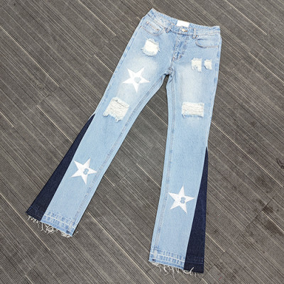 wholesale custom flared jeans men with embroidery vendor | mens jeans supplier Support OEM and ODM