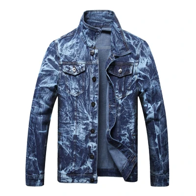 Großhandel maßgeschneiderte lila Jeansjacke mit Batikfabrik | Hersteller von Herrenjeans