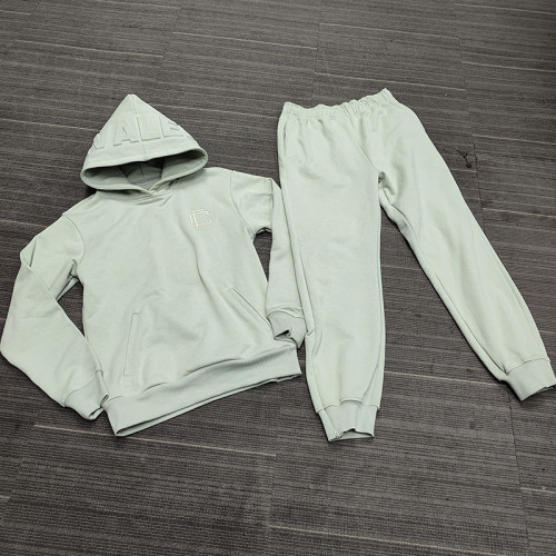wholesale mens 2 piece fleece sweatsuit with embrossing vendor | private lable tracksuit