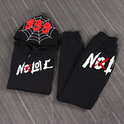 custom men's black sweatsuit with chenille embroidery vendor  | private label tracksuit