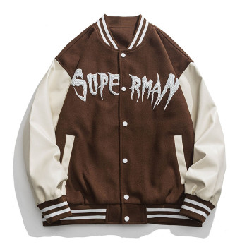 wholesale mens brown varsity jacket in stock vendor | men's clothing wholesalers