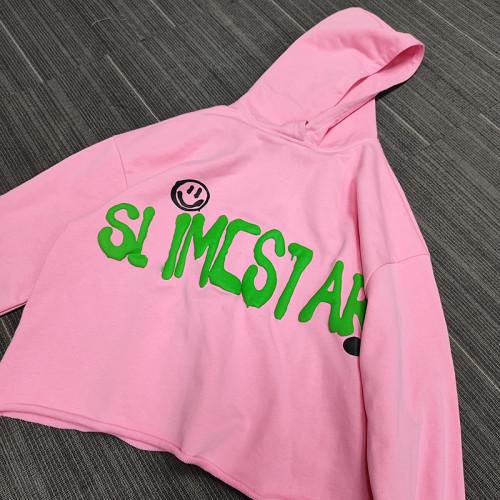 custom cropped mens hoodie with puff printing | mens clothing manufacturers