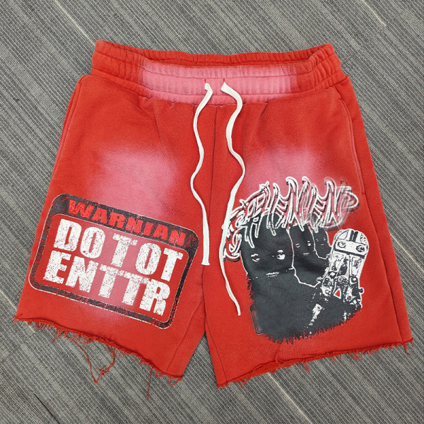 wholesale mens faded shorts with screen printing | hip hop clothing manufacturers