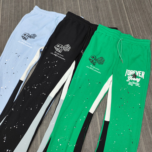 custom stacked pants men with puff printing factory  | wholesale clothing manufacturer in china