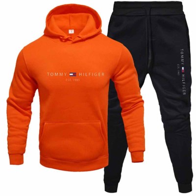 maßgeschneiderter orangefarbener Herren-Trainingsanzug mit Patchwork | Hersteller von Hip-Hop-Bekleidung