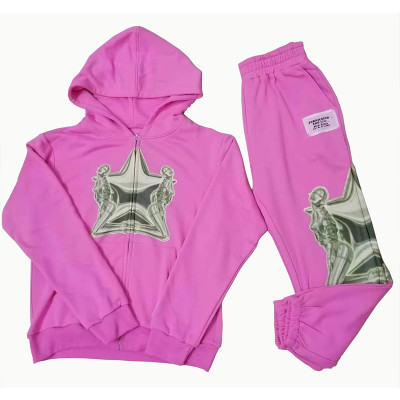 custom pink tracksuit mens with digital printing  | garment factory in china