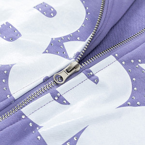 maßgeschneiderter lila Kapuzenpullover für Herren mit Strasssteinen, maßgeschneiderte Kleidung | Beste Hoodie-Hersteller