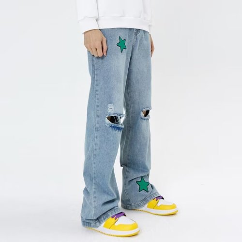 Maßgeschneiderte gestapelte Jeans für Herren, einzigartiges Design, Herrenmode | Gestapelte Jeans im Großhandel