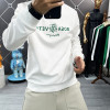 custom mens white crew neck sweatshirt with flocking | oem clothing manufacturers