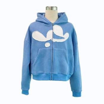Custom Blue Hoodies with Patch Embroidery | Men's Apparel Manufacturer