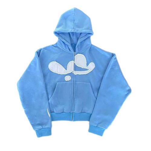Custom Blue Hoodies with Patch Embroidery | Men's Apparel Manufacturer