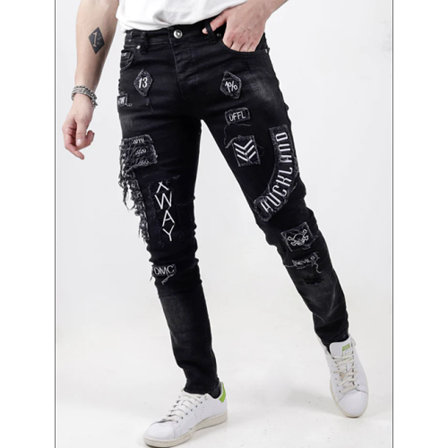 wholesale mens distressed jeans with embroidery factory | mens jeans supplier Support OEM and ODM