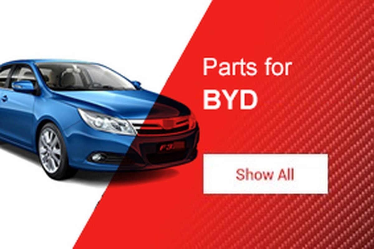 BYD model wall at supplier showroom
