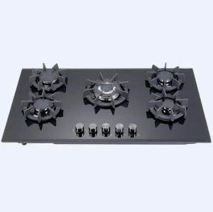 5 Burners Gas Stove On Glass Built In Black Gas Cooker LPG & Natural With Safety Device