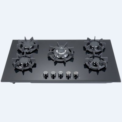 5 Burners Gas Stove On Glass Built In Black Gas Cooker LPG & Natural With Safety Device